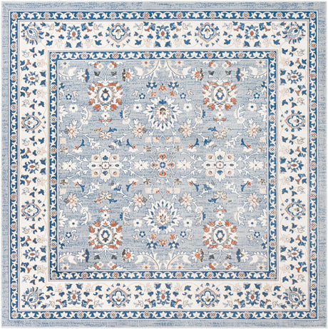 Aqua Blue 10' x 10' Charlotte Square Area Rug 100% Polypropylene With Jute Backing Traditional Classical Durable Carpet for Living Dining Office Rooms for Sale at Rug Engine