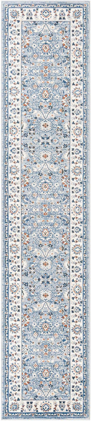 Aqua Blue 2' 7 x 12' Charlotte Runner Area Rug 100% Polypropylene With Jute Backing Traditional Classical Durable Carpet for Living Dining Office Rooms for Sale at Rug Engine