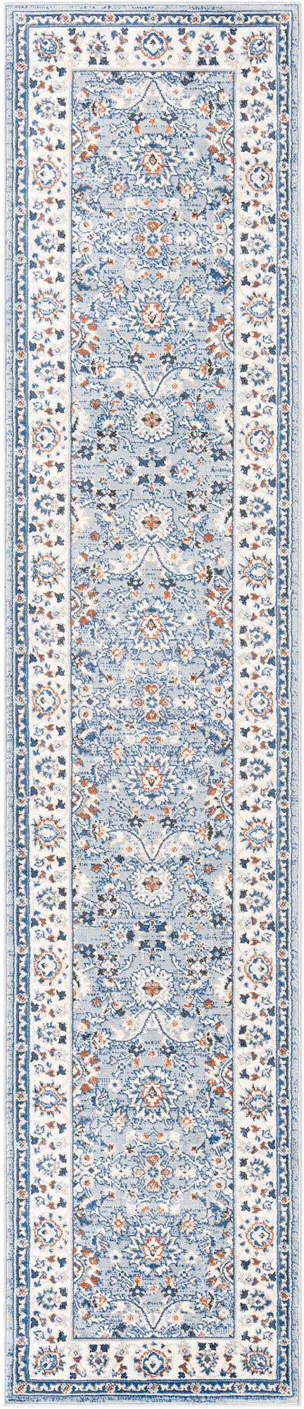 Aqua Blue 2' 7 x 12' Charlotte Runner Area Rug 100% Polypropylene With Jute Backing Traditional Classical Durable Carpet for Living Dining Office Rooms for Sale at Rug Engine