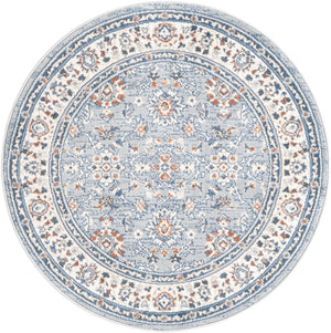 Aqua Blue 4' 1 x 4' 1 Charlotte Round Area Rug 100% Polypropylene With Jute Backing Traditional Classical Durable Carpet for Living Dining Office Rooms for Sale at Rug Engine