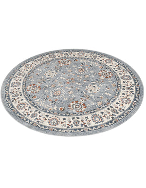 Aqua Blue 6' 1 x 6' 1 Charlotte Round Area Rug 100% Polypropylene With Jute Backing Traditional Classical Durable Carpet for Living Dining Office Rooms for Sale at Rug Engine