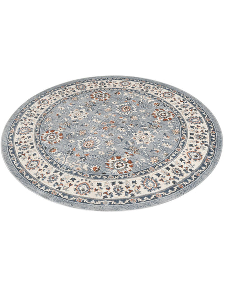 Aqua Blue 6' 1 x 6' 1 Charlotte Round Area Rug 100% Polypropylene With Jute Backing Traditional Classical Durable Carpet for Living Dining Office Rooms for Sale at Rug Engine