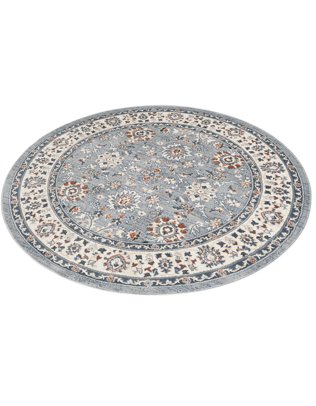 Aqua Blue 6' 1 x 6' 1 Charlotte Round Area Rug 100% Polypropylene With Jute Backing Traditional Classical Durable Carpet for Living Dining Office Rooms for Sale at Rug Engine