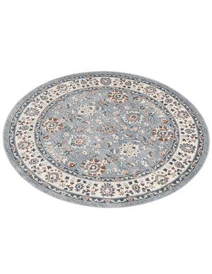Aqua Blue 6' 1 x 6' 1 Charlotte Round Area Rug 100% Polypropylene With Jute Backing Traditional Classical Durable Carpet for Living Dining Office Rooms for Sale at Rug Engine