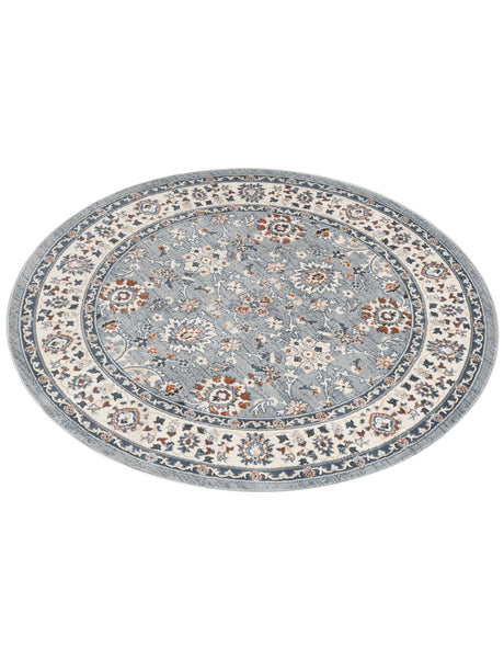 Aqua Blue 6' 1 x 6' 1 Charlotte Round Area Rug 100% Polypropylene With Jute Backing Traditional Classical Durable Carpet for Living Dining Office Rooms for Sale at Rug Engine