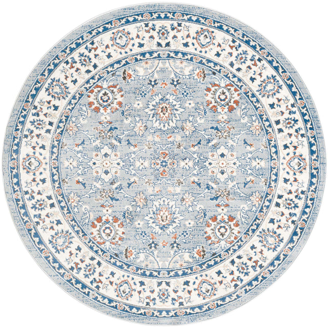 Aqua Blue 6' 1 x 6' 1 Charlotte Round Area Rug 100% Polypropylene With Jute Backing Traditional Classical Durable Carpet for Living Dining Office Rooms for Sale at Rug Engine