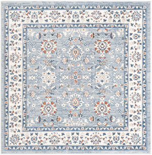Aqua Blue 6' 1 x 6' 1 Charlotte Square Area Rug 100% Polypropylene With Jute Backing Traditional Classical Durable Carpet for Living Dining Office Rooms for Sale at Rug Engine
