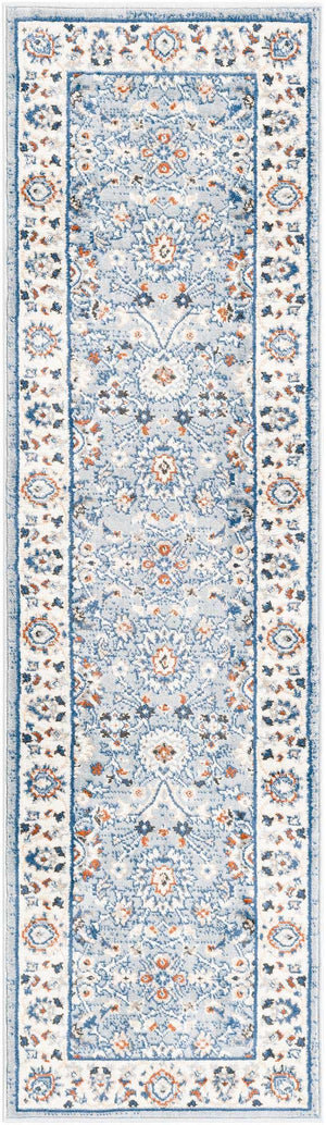 Aqua Blue 2' x 7' 1 Charlotte Runner Area Rug 100% Polypropylene With Jute Backing Traditional Classical Durable Carpet for Living Dining Office Rooms for Sale at Rug Engine