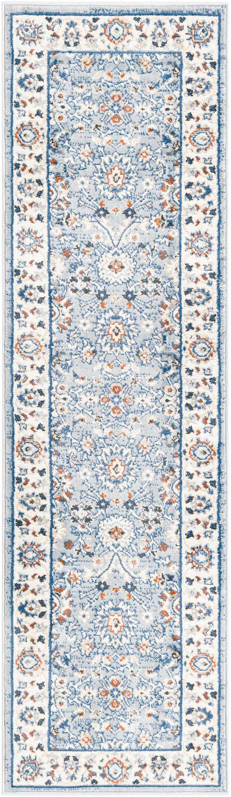 Aqua Blue 2' x 7' 1 Charlotte Runner Area Rug 100% Polypropylene With Jute Backing Traditional Classical Durable Carpet for Living Dining Office Rooms for Sale at Rug Engine