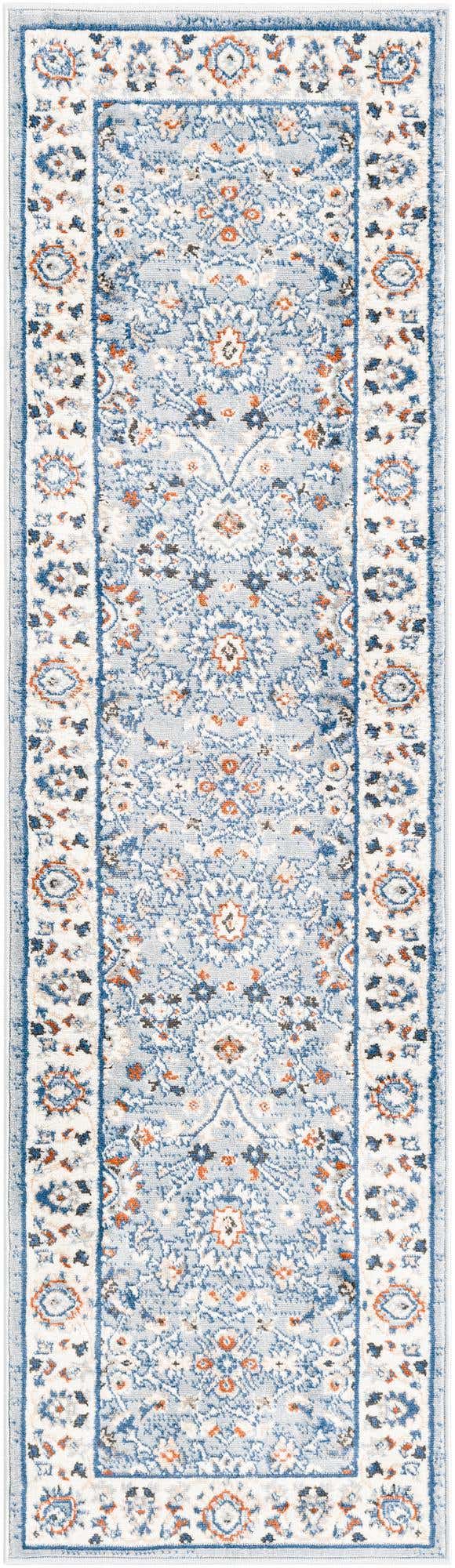 Aqua Blue 2' x 7' 1 Charlotte Runner Area Rug 100% Polypropylene With Jute Backing Traditional Classical Durable Carpet for Living Dining Office Rooms for Sale at Rug Engine
