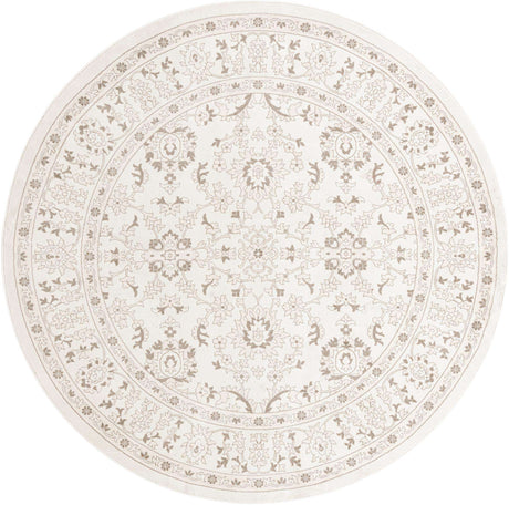 Ivory 10' x 10' Charlotte Round Area Rug 100% Polypropylene With Jute Backing Traditional Classical Durable Carpet for Living Dining Office Rooms for Sale at Rug Engine
