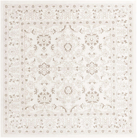 Ivory 10' x 10' Charlotte Square Area Rug 100% Polypropylene With Jute Backing Traditional Classical Durable Carpet for Living Dining Office Rooms for Sale at Rug Engine