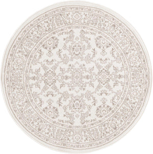 Ivory 4' 1 x 4' 1 Charlotte Round Area Rug 100% Polypropylene With Jute Backing Traditional Classical Durable Carpet for Living Dining Office Rooms for Sale at Rug Engine