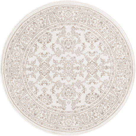 Ivory 4' 1 x 4' 1 Charlotte Round Area Rug 100% Polypropylene With Jute Backing Traditional Classical Durable Carpet for Living Dining Office Rooms for Sale at Rug Engine