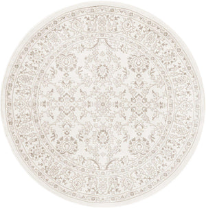 Ivory 6' 1 x 6' 1 Charlotte Round Area Rug 100% Polypropylene With Jute Backing Traditional Classical Durable Carpet for Living Dining Office Rooms for Sale at Rug Engine