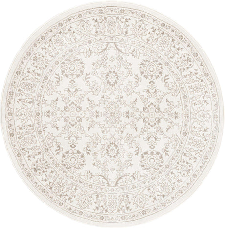 Ivory 6' 1 x 6' 1 Charlotte Round Area Rug 100% Polypropylene With Jute Backing Traditional Classical Durable Carpet for Living Dining Office Rooms for Sale at Rug Engine