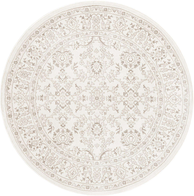 Ivory 6' 1 x 6' 1 Charlotte Round Area Rug 100% Polypropylene With Jute Backing Traditional Classical Durable Carpet for Living Dining Office Rooms for Sale at Rug Engine