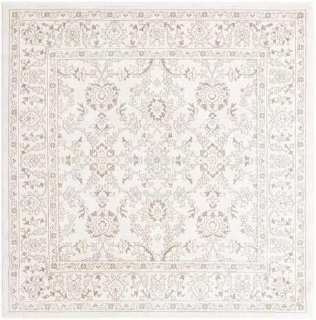 Ivory 6' 1 x 6' 1 Charlotte Square Area Rug 100% Polypropylene With Jute Backing Traditional Classical Durable Carpet for Living Dining Office Rooms for Sale at Rug Engine