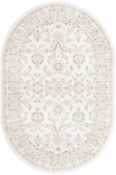 Ivory 6' 1 x 9' Charlotte Oval Area Rug 100% Polypropylene With Jute Backing Traditional Classical Durable Carpet for Living Dining Office Rooms for Sale at Rug Engine