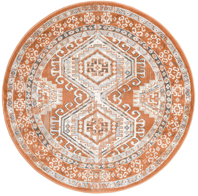Terracotta 4' 1 x 4' 1 Charlotte Round Area Rug 100% Polypropylene With Jute Backing Traditional Classical Durable Carpet for Living Dining Office Rooms for Sale at Rug Engine