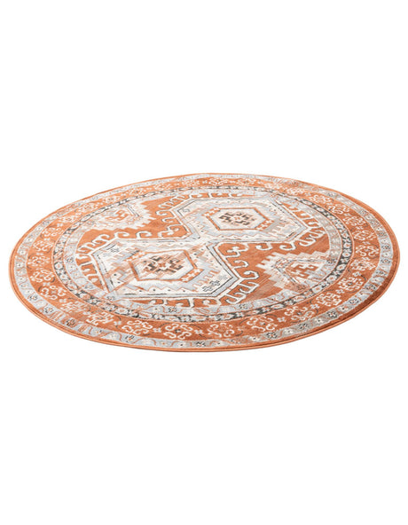 Terracotta 6' 1 x 6' 1 Charlotte Round Area Rug 100% Polypropylene With Jute Backing Traditional Classical Durable Carpet for Living Dining Office Rooms for Sale at Rug Engine