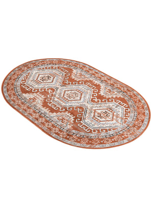 Terracotta 6' 1 x 9' Charlotte Oval Area Rug 100% Polypropylene With Jute Backing Traditional Classical Durable Carpet for Living Dining Office Rooms for Sale at Rug Engine