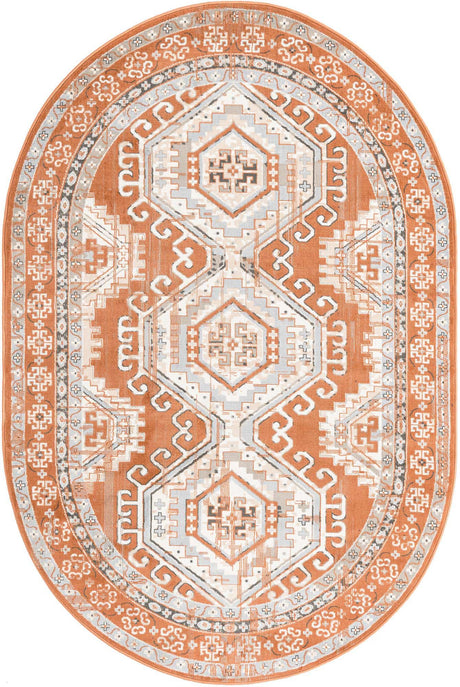 Terracotta 6' 1 x 9' Charlotte Oval Area Rug 100% Polypropylene With Jute Backing Traditional Classical Durable Carpet for Living Dining Office Rooms for Sale at Rug Engine