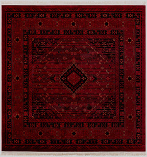 Red 10' x 10' Tekke Square Area Rug Classic Traditional Vintage Design Carpet for Living Rooms, Dining, Bedrooms, Office Space for Sale at Rug Engine