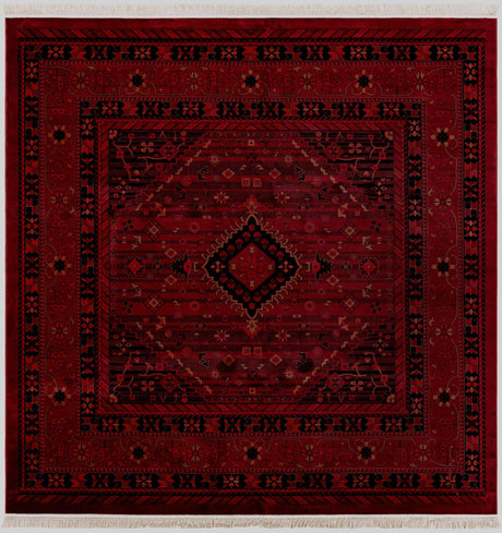 Red 10' x 10' Tekke Square Area Rug Classic Traditional Vintage Design Carpet for Living Rooms, Dining, Bedrooms, Office Space for Sale at Rug Engine