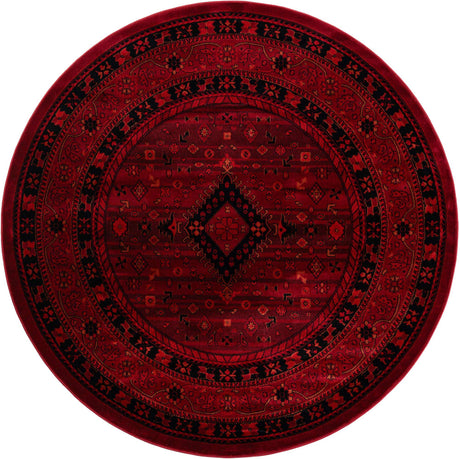 Red 6' 1 x 6' 1 Tekke Round Area Rug Classic Traditional Vintage Design Carpet for Living Rooms, Dining, Bedrooms, Office Space for Sale at Rug Engine