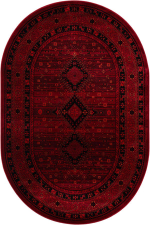 Red 6' 1 x 9' Tekke Oval Area Rug Classic Traditional Vintage Design Carpet for Living Rooms, Dining, Bedrooms, Office Space for Sale at Rug Engine