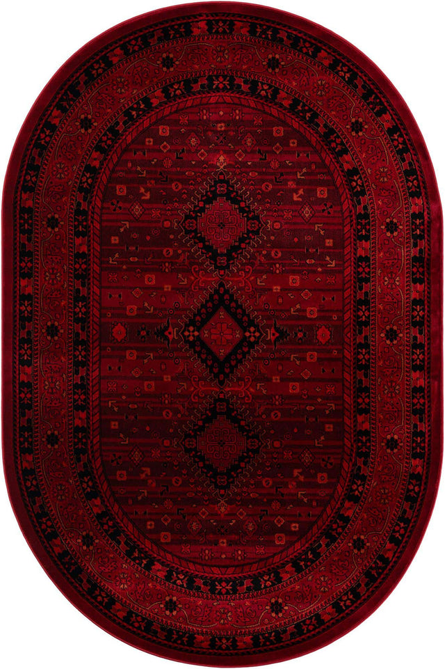 Red 6' 1 x 9' Tekke Oval Area Rug Classic Traditional Vintage Design Carpet for Living Rooms, Dining, Bedrooms, Office Space for Sale at Rug Engine