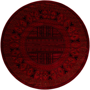 Red 10' x 10' Tekke Round Area Rug Classic Traditional Vintage Design Carpet for Living Rooms, Dining, Bedrooms, Office Space for Sale at Rug Engine