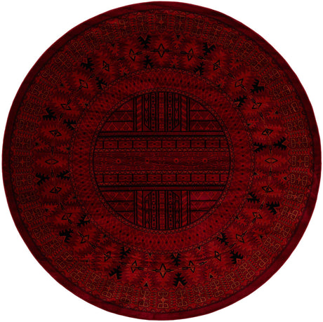 Red 10' x 10' Tekke Round Area Rug Classic Traditional Vintage Design Carpet for Living Rooms, Dining, Bedrooms, Office Space for Sale at Rug Engine