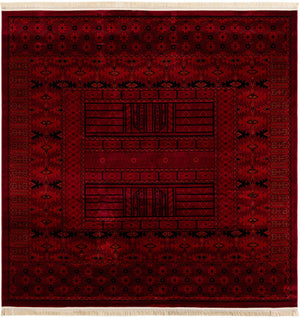 Red 10' x 10' Tekke Square Area Rug Classic Traditional Vintage Design Carpet for Living Rooms, Dining, Bedrooms, Office Space for Sale at Rug Engine