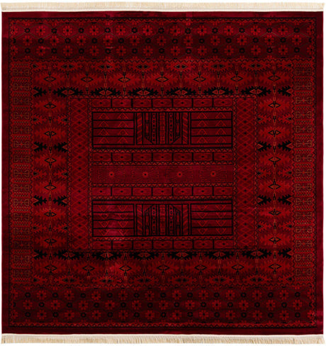 Red 10' x 10' Tekke Square Area Rug Classic Traditional Vintage Design Carpet for Living Rooms, Dining, Bedrooms, Office Space for Sale at Rug Engine