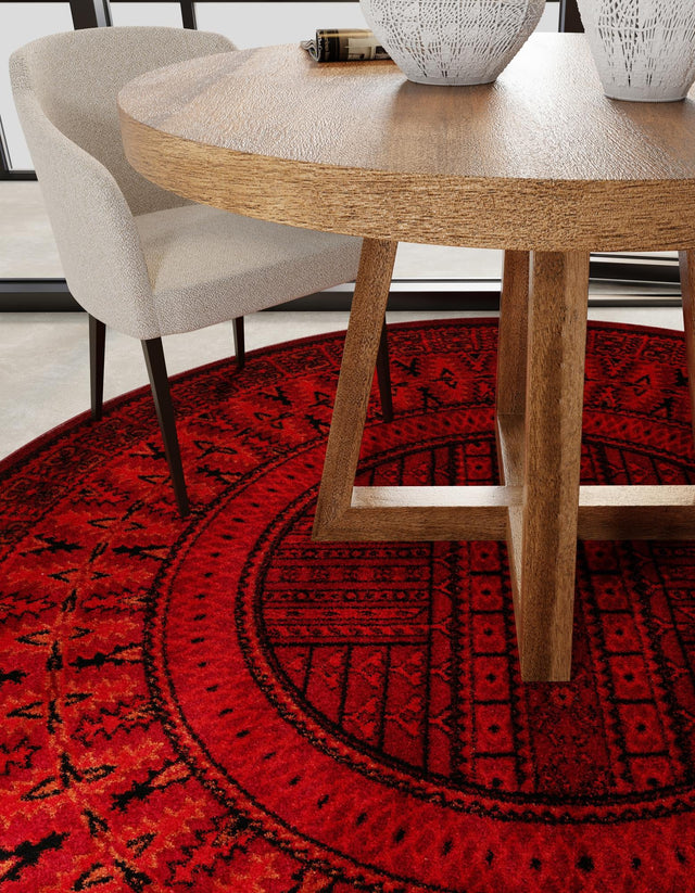 Red 3' 1 x 3' 1 Tekke Round Area Rug Classic Traditional Vintage Design Carpet for Living Rooms, Dining, Bedrooms, Office Space for Sale at Rug Engine