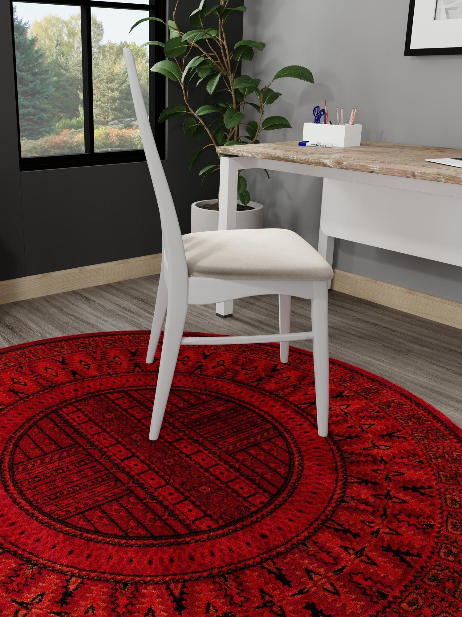 Red 7' 1 x 7' 1 Tekke Round Area Rug Classic Traditional Vintage Design Carpet for Living Rooms, Dining, Bedrooms, Office Space for Sale at Rug Engine