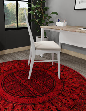 Red 3' 1 x 3' 1 Tekke Round Area Rug Classic Traditional Vintage Design Carpet for Living Rooms, Dining, Bedrooms, Office Space for Sale at Rug Engine