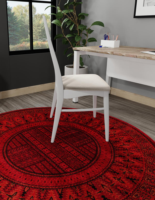 Red 3' 1 x 3' 1 Tekke Round Area Rug Classic Traditional Vintage Design Carpet for Living Rooms, Dining, Bedrooms, Office Space for Sale at Rug Engine