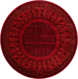 Red 5' 3 x 5' 3 Tekke Round Area Rug Classic Traditional Vintage Design Carpet for Living Rooms, Dining, Bedrooms, Office Space for Sale at Rug Engine