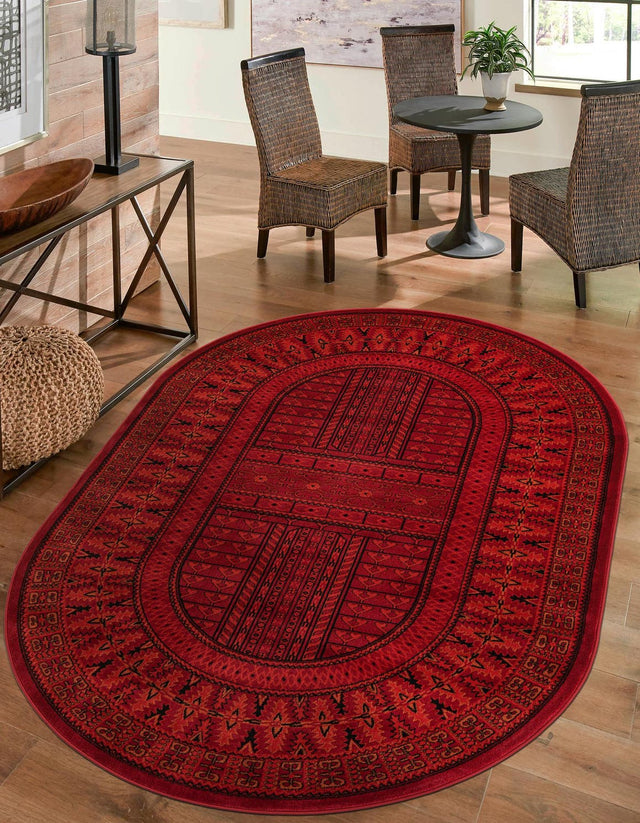 Red 3' 1 x 5' 3 Tekke Oval Area Rug Classic Traditional Vintage Design Carpet for Living Rooms, Dining, Bedrooms, Office Space for Sale at Rug Engine