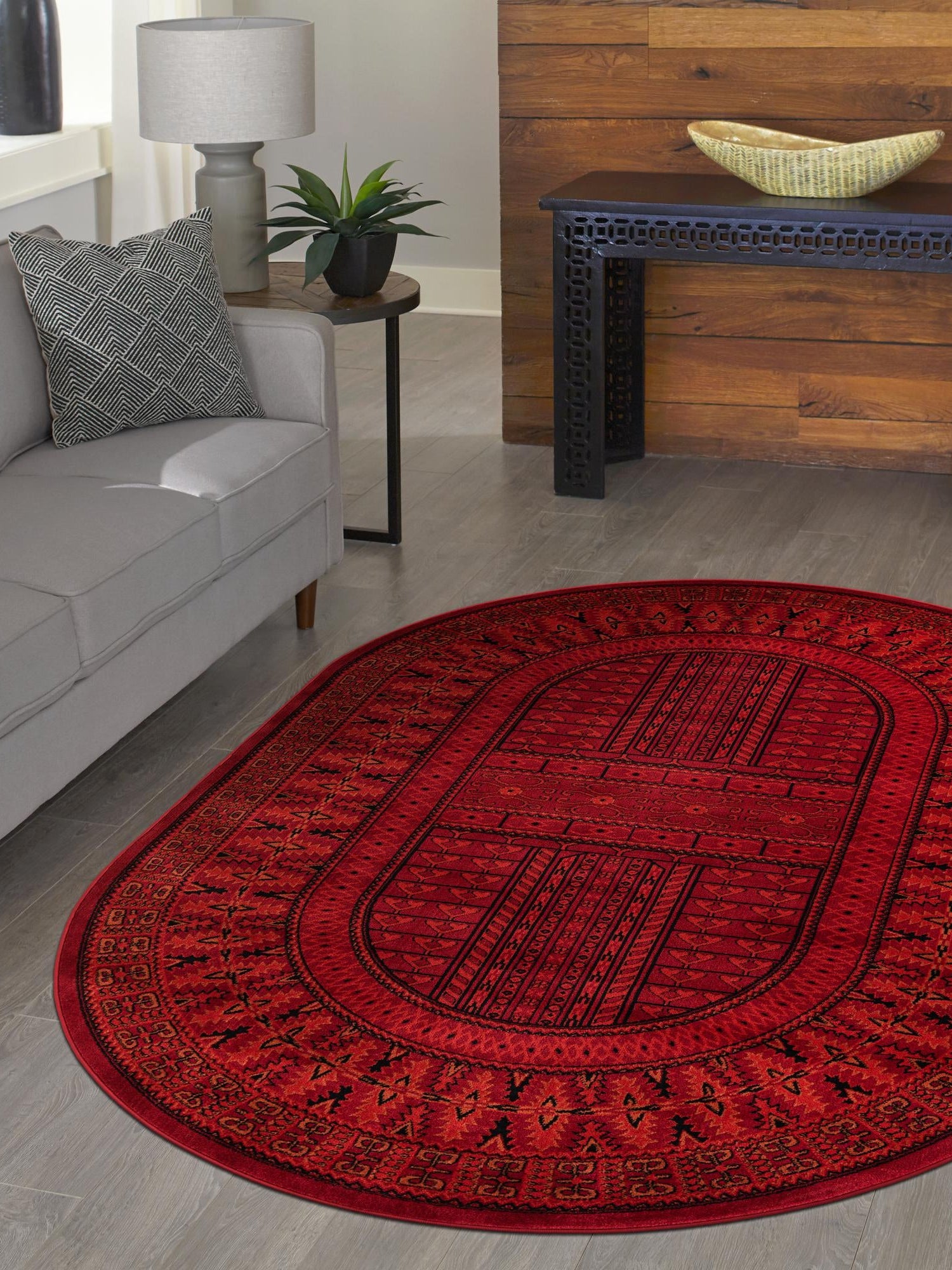 Red 3' 1 x 5' 3 Tekke Oval Area Rug Classic Traditional Vintage Design Carpet for Living Rooms, Dining, Bedrooms, Office Space for Sale at Rug Engine