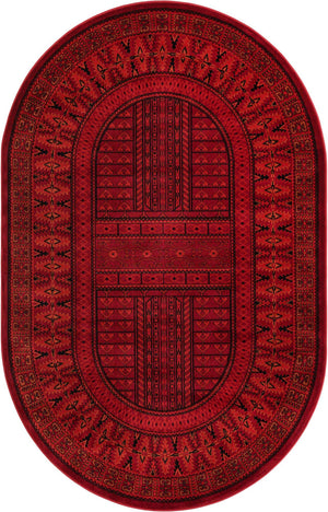 Red 5' 3 x 8' Tekke Oval Area Rug Classic Traditional Vintage Design Carpet for Living Rooms, Dining, Bedrooms, Office Space for Sale at Rug Engine