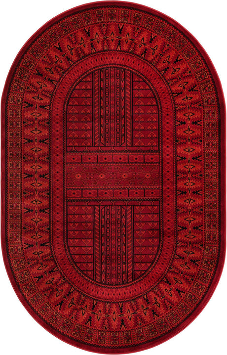 Red 5' 3 x 8' Tekke Oval Area Rug Classic Traditional Vintage Design Carpet for Living Rooms, Dining, Bedrooms, Office Space for Sale at Rug Engine