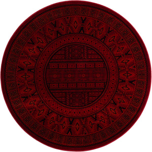 Red 6' 1 x 6' 1 Tekke Round Area Rug Classic Traditional Vintage Design Carpet for Living Rooms, Dining, Bedrooms, Office Space for Sale at Rug Engine