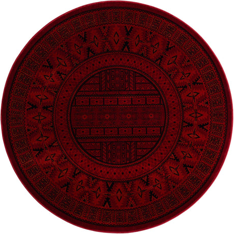 Red 6' 1 x 6' 1 Tekke Round Area Rug Classic Traditional Vintage Design Carpet for Living Rooms, Dining, Bedrooms, Office Space for Sale at Rug Engine