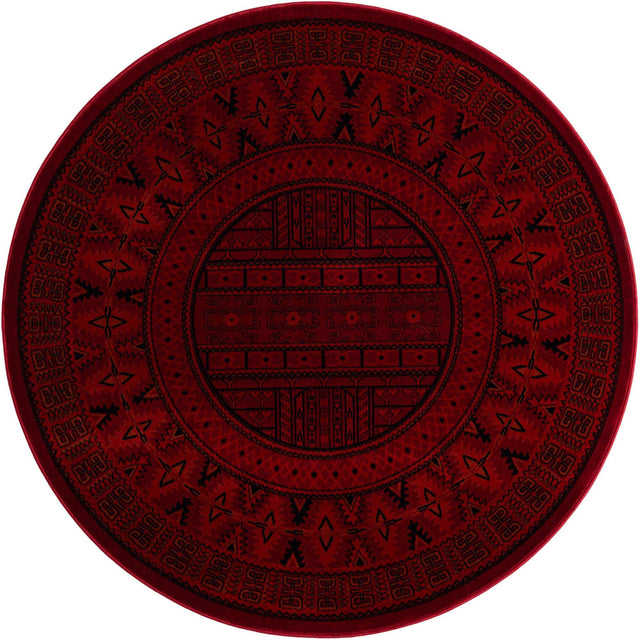 Red 6' 1 x 6' 1 Tekke Round Area Rug Classic Traditional Vintage Design Carpet for Living Rooms, Dining, Bedrooms, Office Space for Sale at Rug Engine