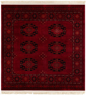 Red 6' 1 x 6' 1 Tekke Square Area Rug Classic Traditional Vintage Design Carpet for Living Rooms, Dining, Bedrooms, Office Space for Sale at Rug Engine