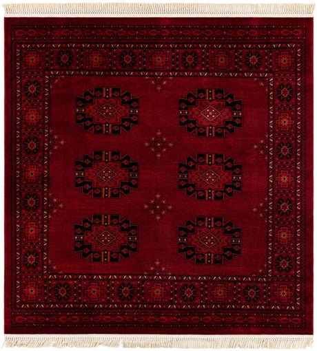 Red 6' 1 x 6' 1 Tekke Square Area Rug Classic Traditional Vintage Design Carpet for Living Rooms, Dining, Bedrooms, Office Space for Sale at Rug Engine